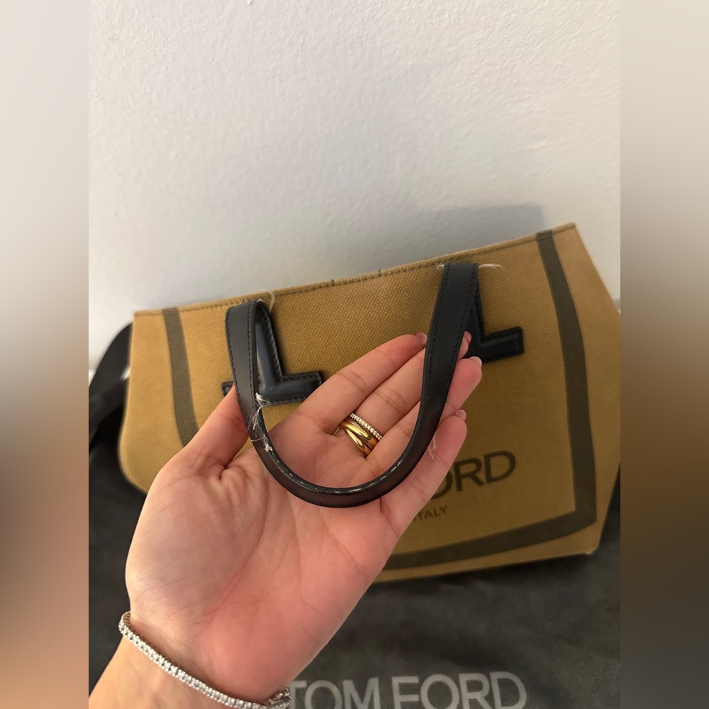 Tom Ford Olive Green Canvas Tote with Black Strap - Picture 4 of 11